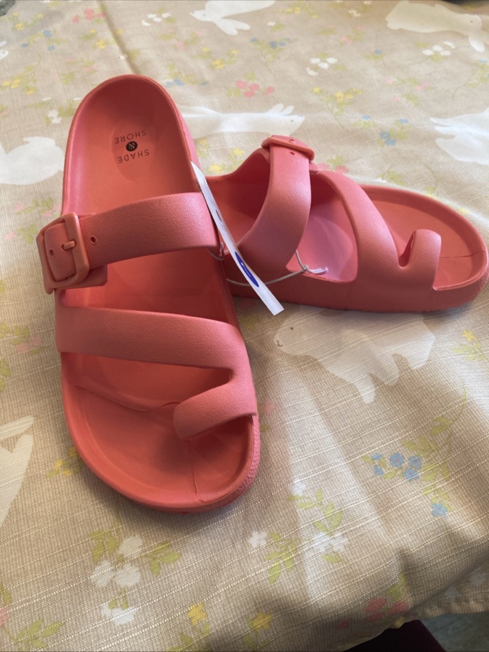 Shade & Shore Coral Pink Slide Sandals